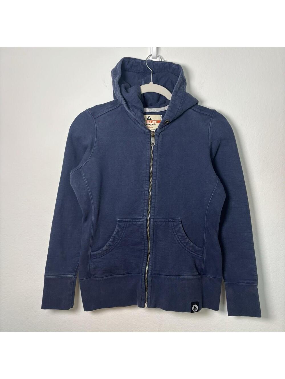 American Giant Full Zip Hoodie Sweatshirt Heavyweight Blue Women’s Sz Small USA